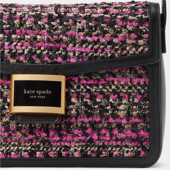 ♠️kate spade Katy Tweed Medium Shoulder Bag, Pink Multi NWT - Picture 2 of 8